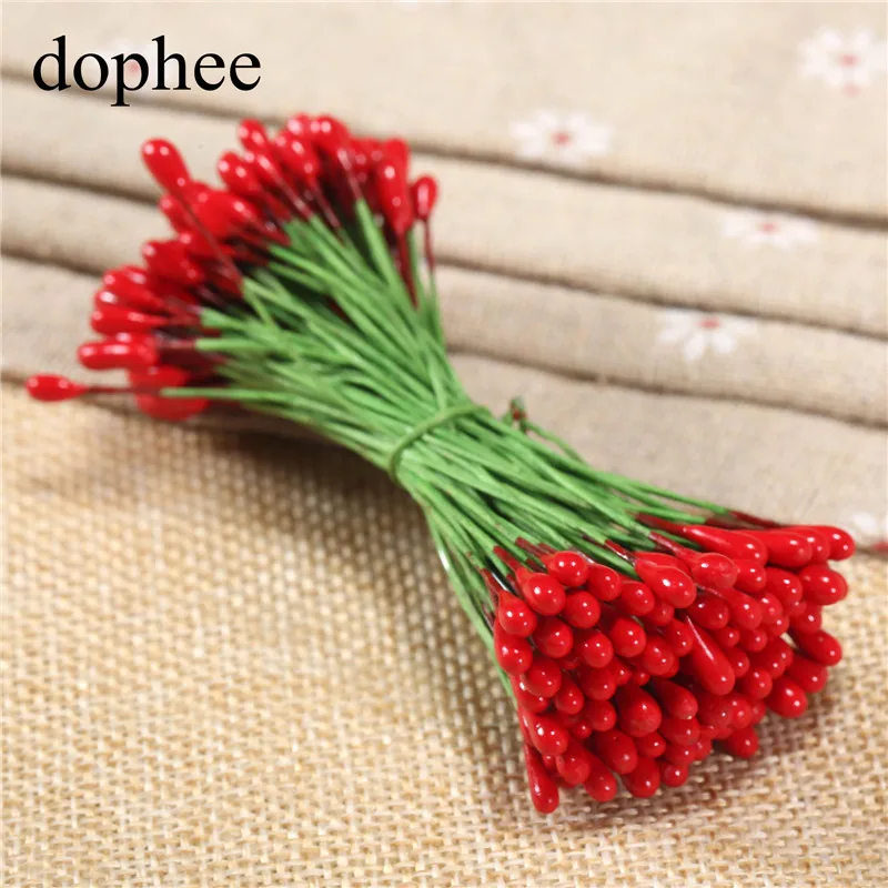 Dophee 100 шт. красные тычинки для цветов DIY жемчужные цветы 4 мм цветочные свадебные