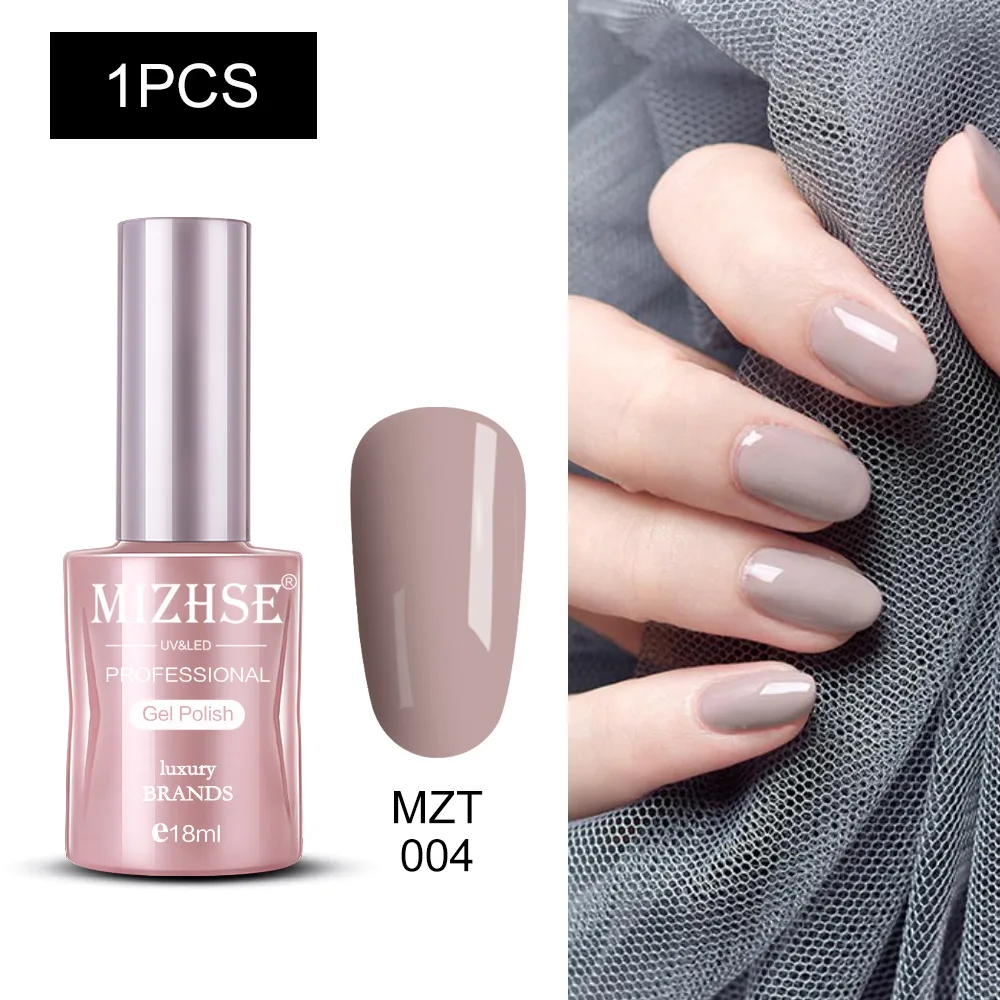 MZT004 MIZHSE Nail Polishes 18ml Vernis Semi Permanant UV Gel Polish Hybrid Nail Art Lacquer For Stamping Soak off Varnish Gel - Color: MZT004