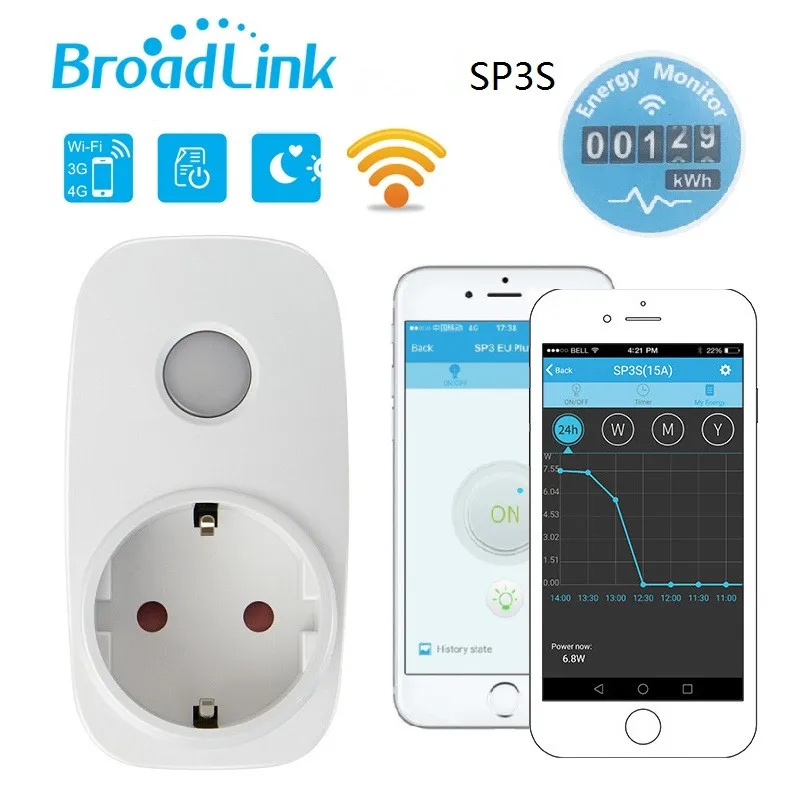 Умная розетка Broadlink SP3S измеритель мощности WIFI таймер энергетический монитор 16A