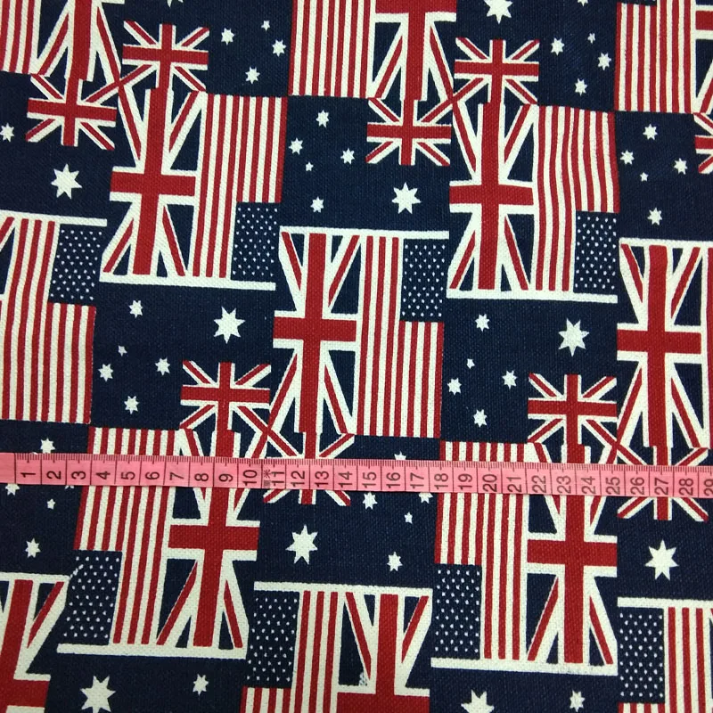 Плотная и прочная хлопковая ткань с принтом Королевского флага темно-синего