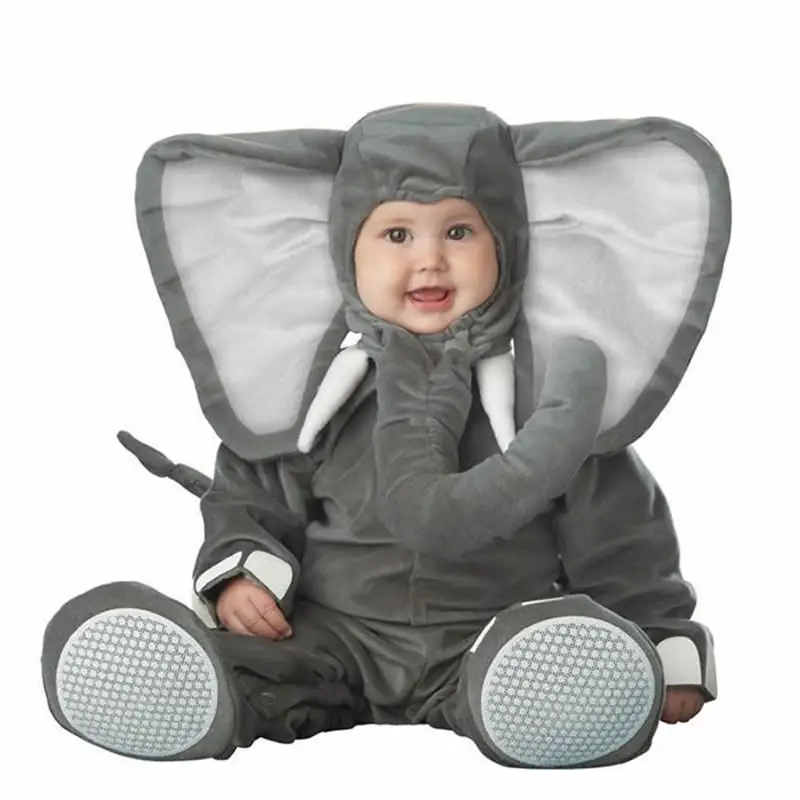 Gray Elephant Фланелевые детские комбинезоны; детская одежда с объемным рисунком медведя, кролика, свинки; детские комбинезоны; костюмы на Хэллоуин; mameluco de bebe barboteuse bebe - Цвет: Gray Elephant