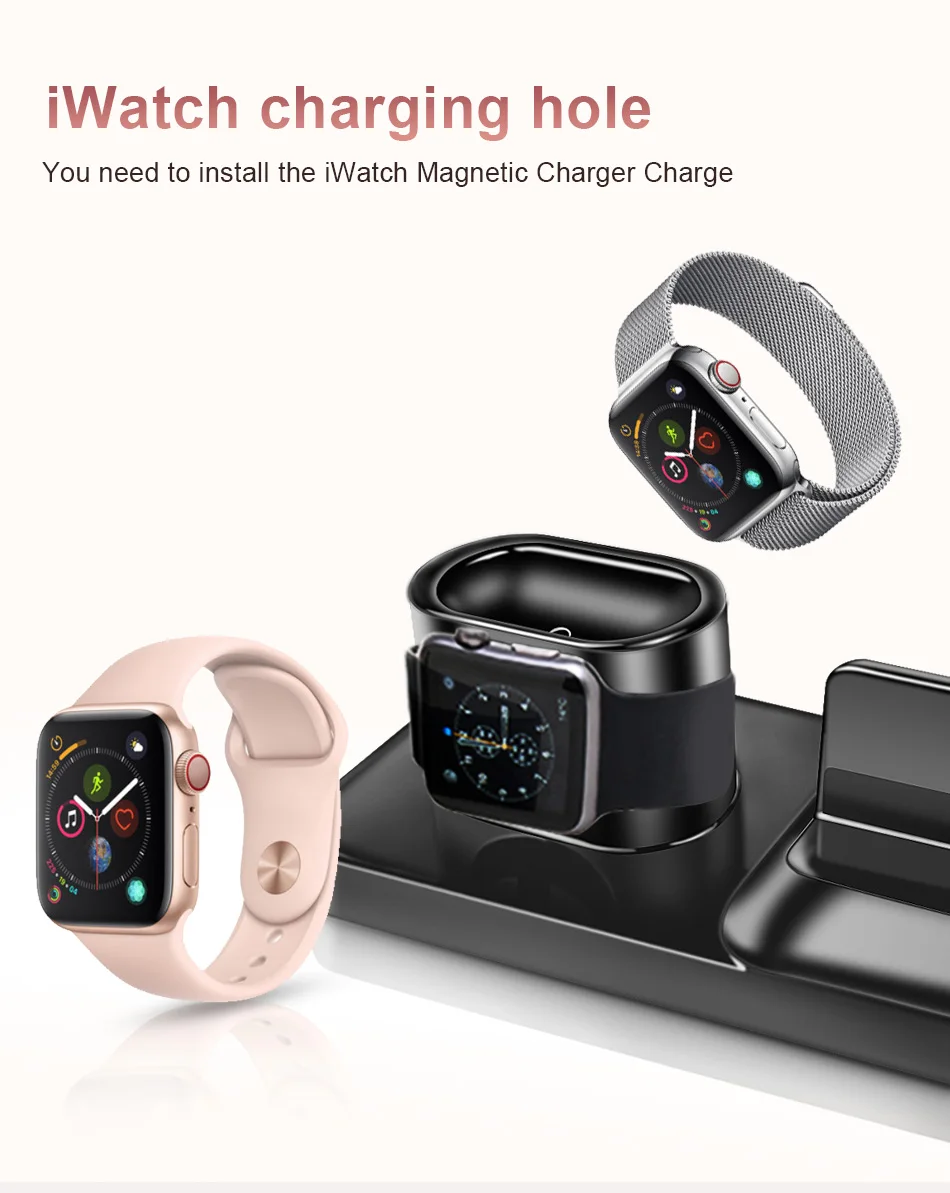 ACCEZZ Магнитный зарядный Настольный держатель для iPhone XS MAX XR для AirPods Apple i Watch для samsung Xiaomi 3 в 1 Универсальное зарядное устройство