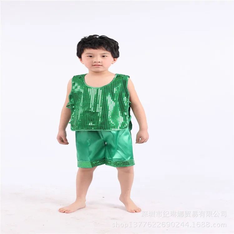 Детское платье с блестками для сцены юбка девочек и мальчиков костюм