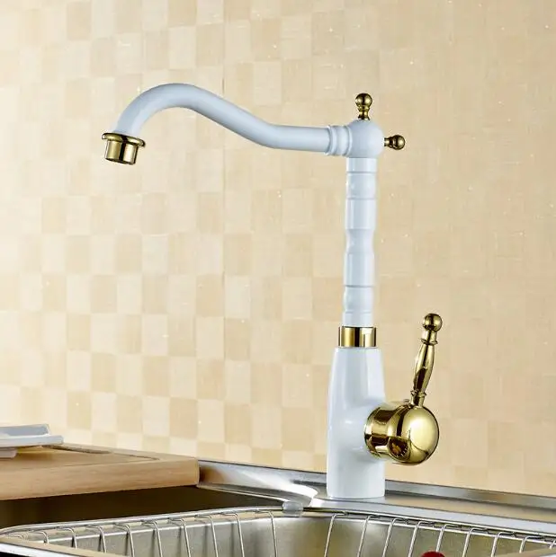 Высокое качество Золотой и белый готовый кухонный кран горячая холодная