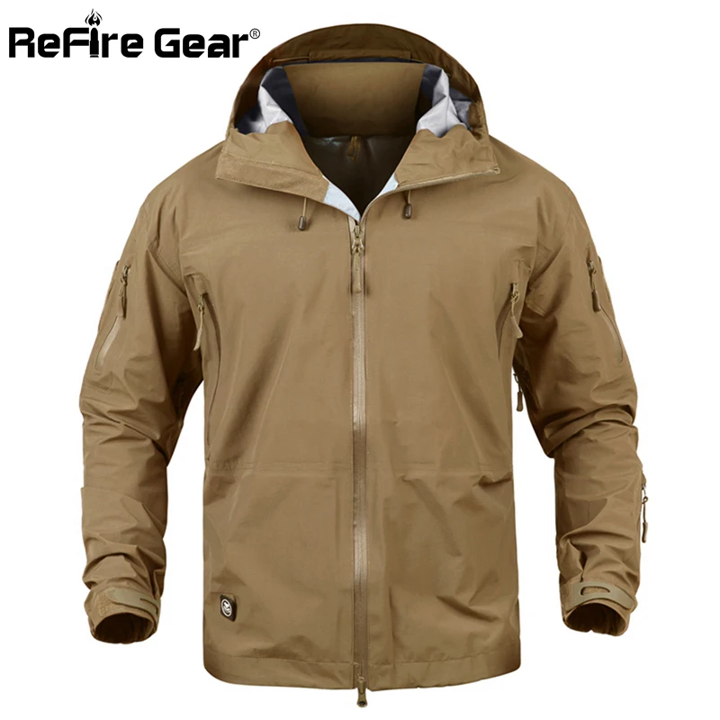 Refire gear твердая оболочка Военная тактическая куртка мужская водонепроницаемая камуфляжная армейская куртка Весенняя карманная Толстовка ветровка дождевик