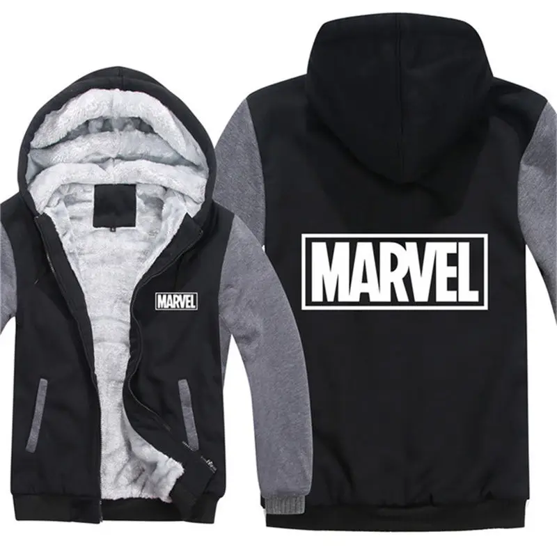 Мода 2019 г. Капитан Америка Marvel молния куртка с капюшоном зимние Ман повседневное