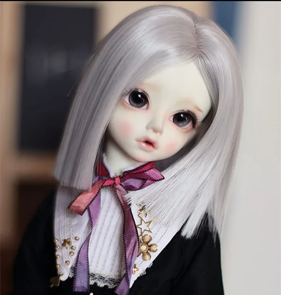 

1/3 1/4 BJD doll wigs Moore gray color neat medium-length straight wigs High temperature wire doll accessories