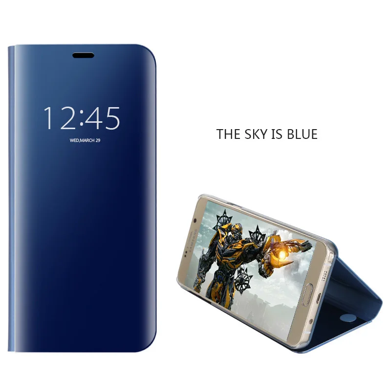 Galaxy ya8 Plus чехол умный зеркальный вид Чехлы для Samsung A8 2018 подставка кожаный A 8 A730F |