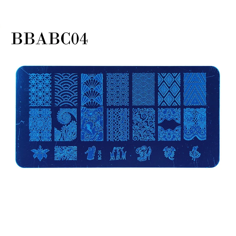 BBABC04 AddFavor инструмент для штамповки ногтей пластины DIY для печатей лаком для ногтей маникюрный шаблон из нержавеющей стали штамповочная пластина набор УФ-гель штамп - Цвет: BBABC04
