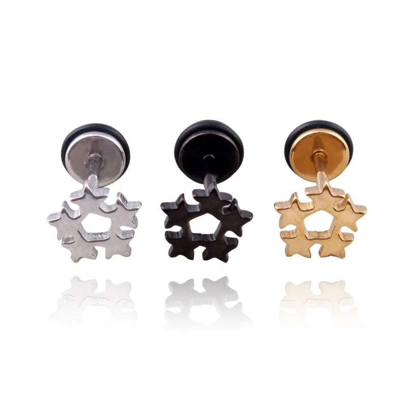 

Alisouy, оптовая продажа, Лучшая цена, 20 штук, серьги-гвоздики в стиле панк, нержавеющая сталь, пять звезд, заглушка для ушей для мужчин и женщин, ...