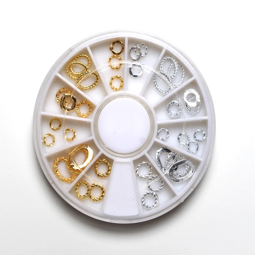 2016 блеск для ногтей Золотой Серебряный Драгоценный Камень Круг Дизайн Кристалл