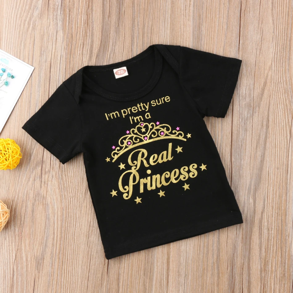 Футболка для маленьких девочек с принцессами модная Милая хлопковая футболка