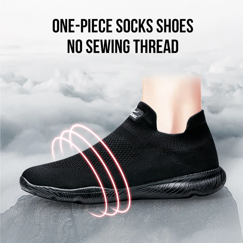 Мужские сетчатые кроссовки без шнуровки ONEMIX повседневные удобные вязаные туфли