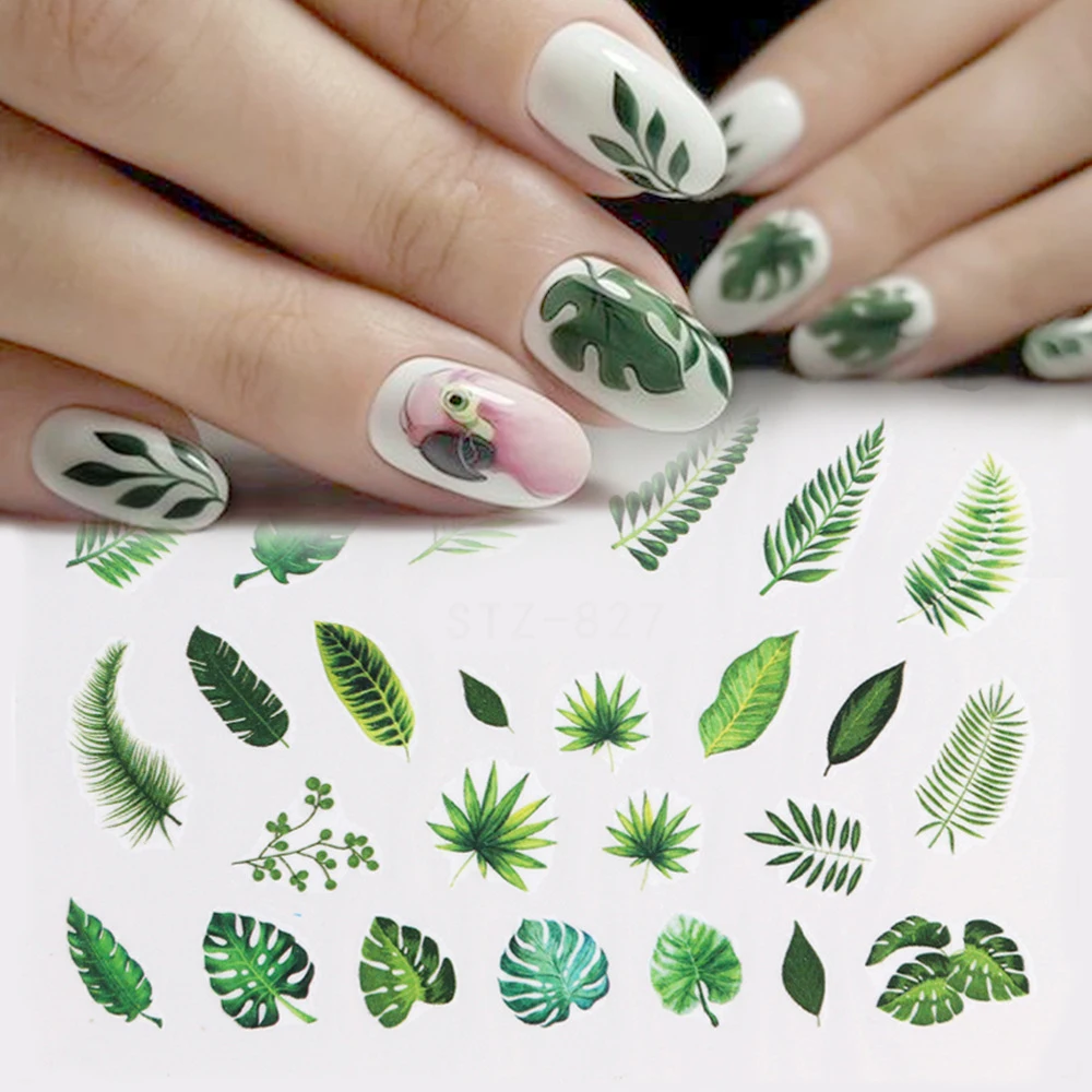 

29Sheets Tropical Leaves Nail Water Decals Botanical Leaf Nail Stickers Butterfly Flowers Nail Art Transfer Sticker Decals