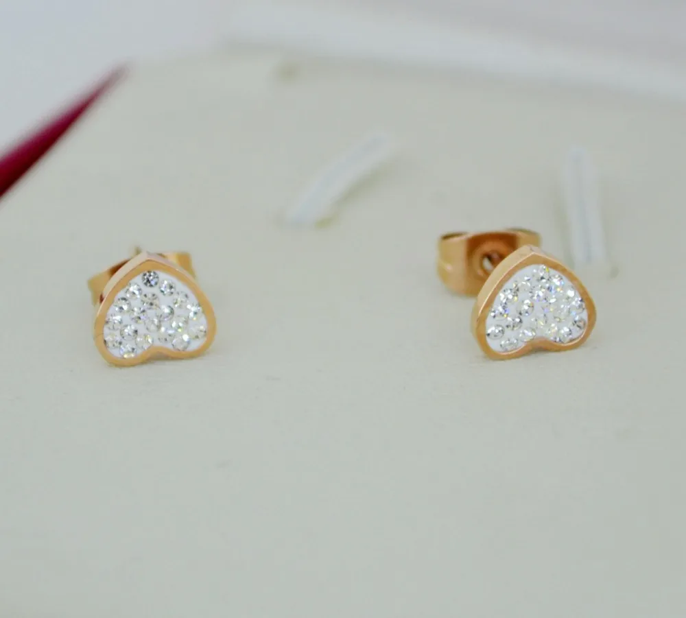 Серьги YUN RUO с блестящим кристаллом в виде сердца модные женские украшения из