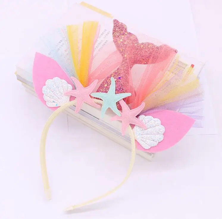 

Children's headwear gold powder mermaid headband Beach theme party series hair accessories holiday party starfish flower hot