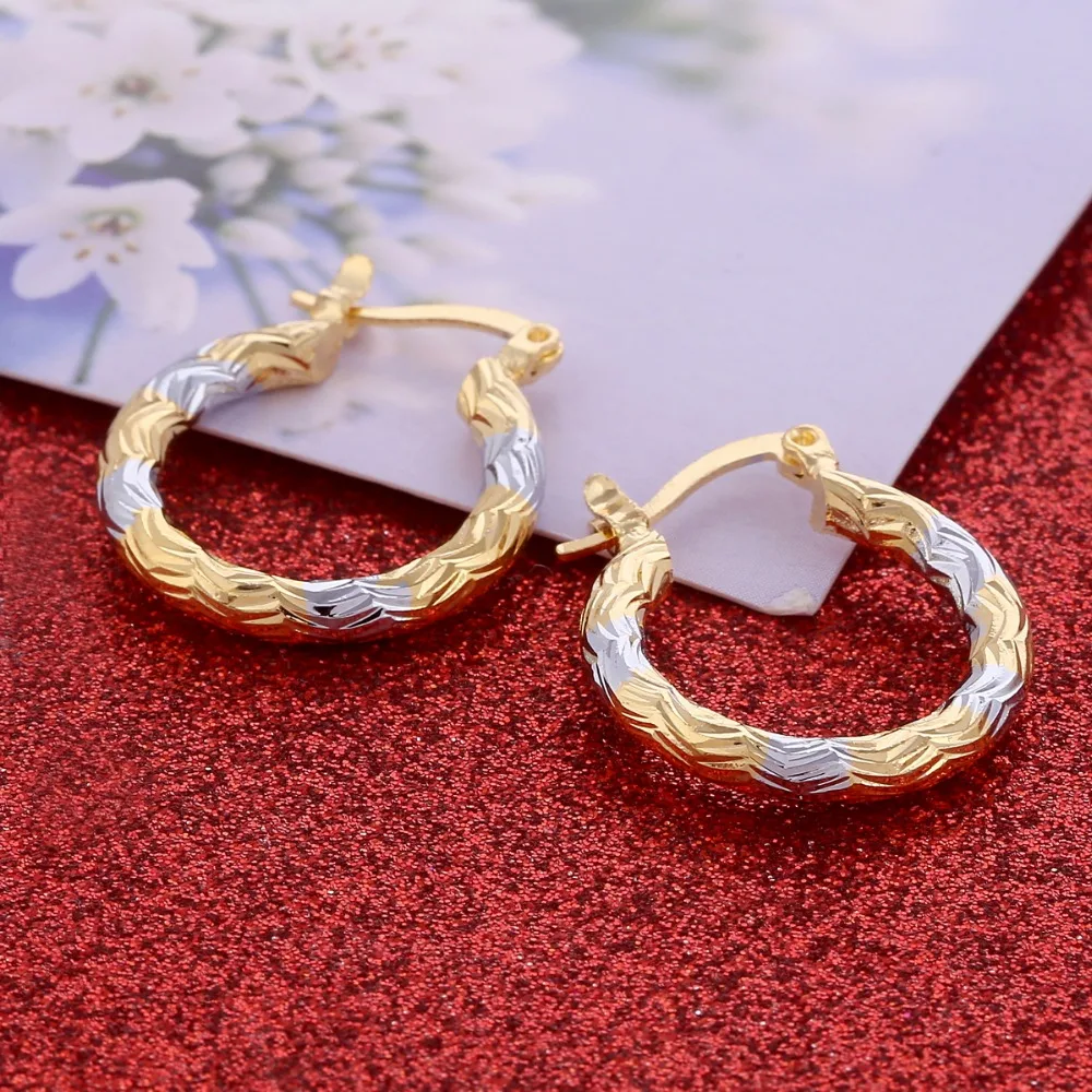 Двухцветные серьги для женщин круглые серьги-гвоздики девочек ювелирные изделия