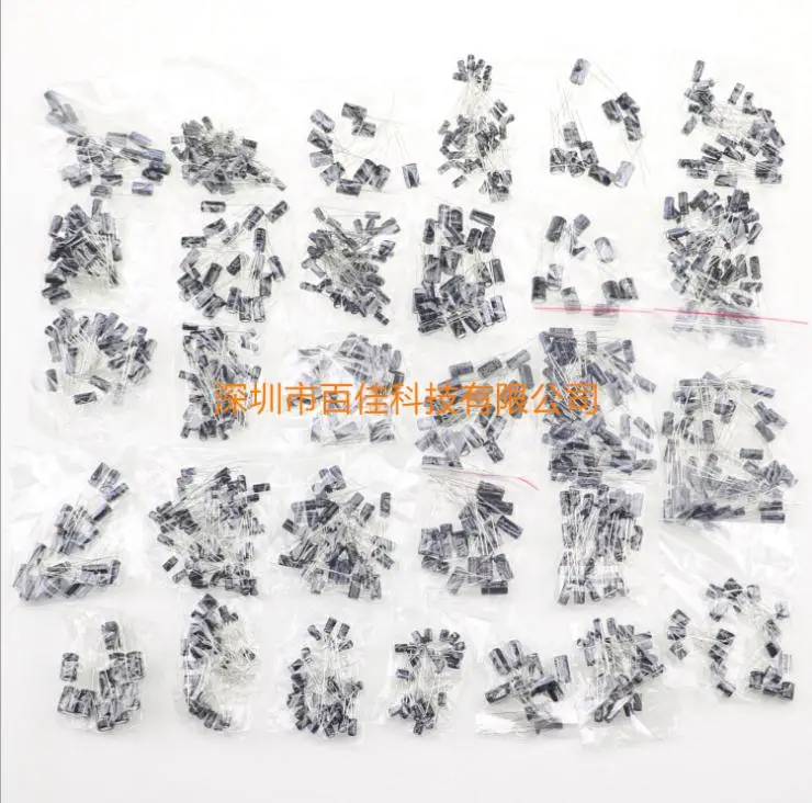 

30 types of electrolytic capacitors 0.1uf - 1000uf, a total of 900pcs