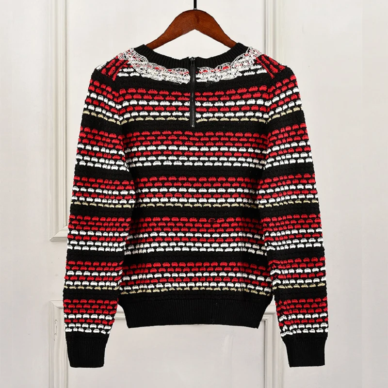 2018 Осень Зима Винтаж Женский вязаный свитер пуловер Звезда вышивка длинный рукав