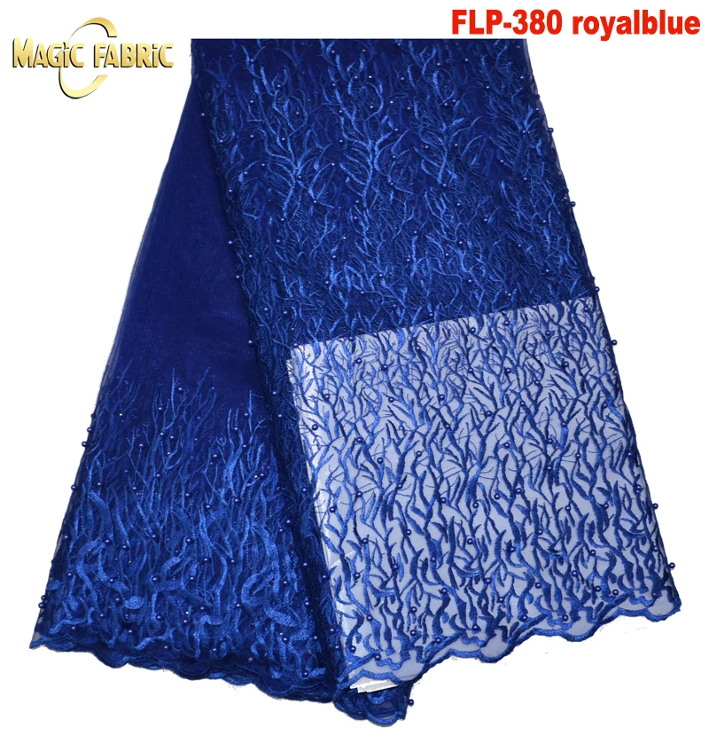 

Latest African Lace Fabrics Embroidered French tulle Fabric With Beads 2017 African French Net Lace FLP-380