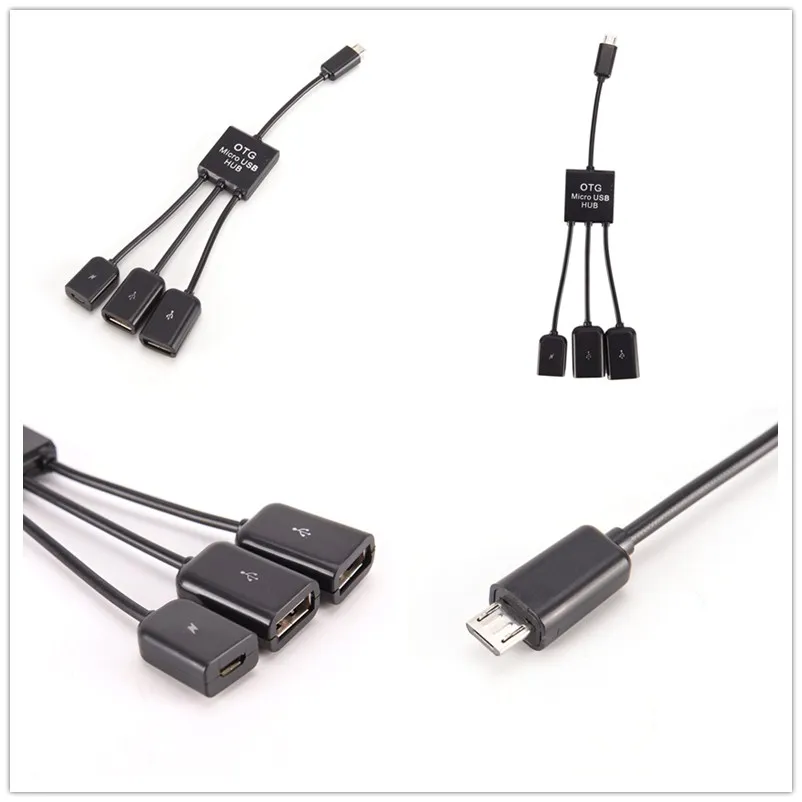 Многофункциональная USB OTG Host Hub адаптер 1 Мужской до 3 Женский Micro кабель Разъем