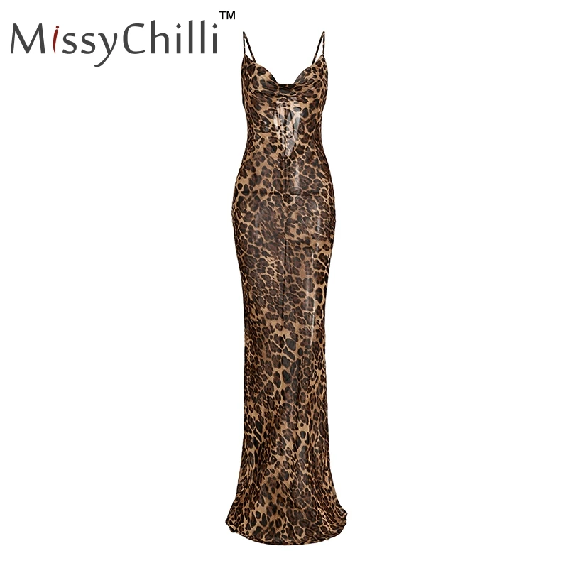 Женское леопардовое длинное платье MissyChilli с V образным вырезом летнее