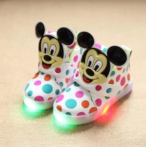 2018 модные светящиеся кроссовки для мальчиков и девочек с Минни Маус детская