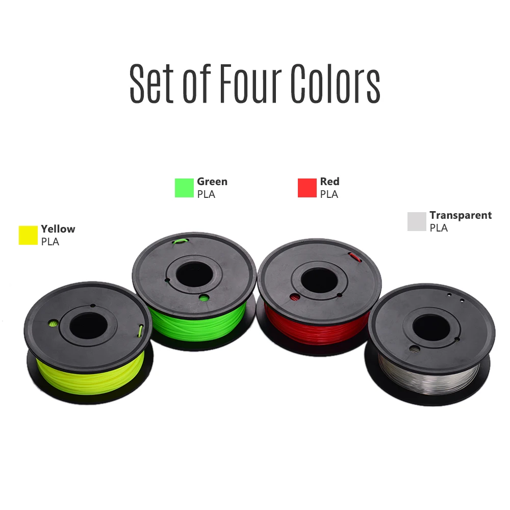 4Pcs 3D Printing PLA Filament 1.75mm No Clogging High Tenacity Filaments Consmables for 3D Printers 200g/ Spool Pack of 4 Colors