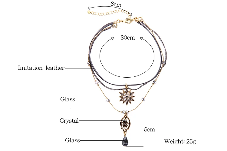 Трендовое высококачественное женское колье-чокер 2017 трехслойная цепочка