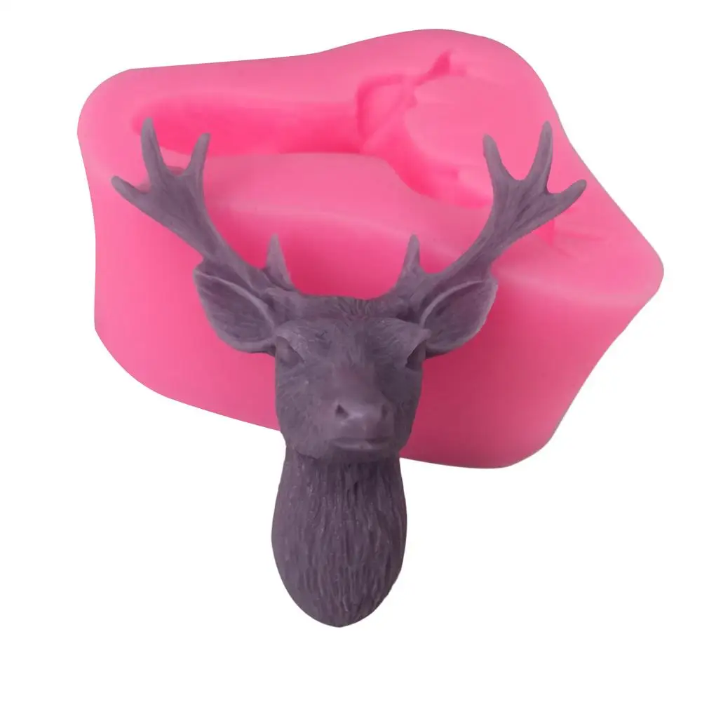 3D Deer Head Antler Silicone Mold Chocolate Fondant Mold Decoration Cake Decor Aromatherapy Gypsum Silicone Mold Festival Decor