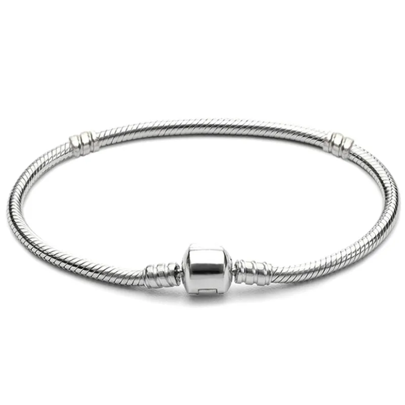 Основные Шарм Браслеты Посеребренная змея браслет-цепочка Fit DIY Бусины