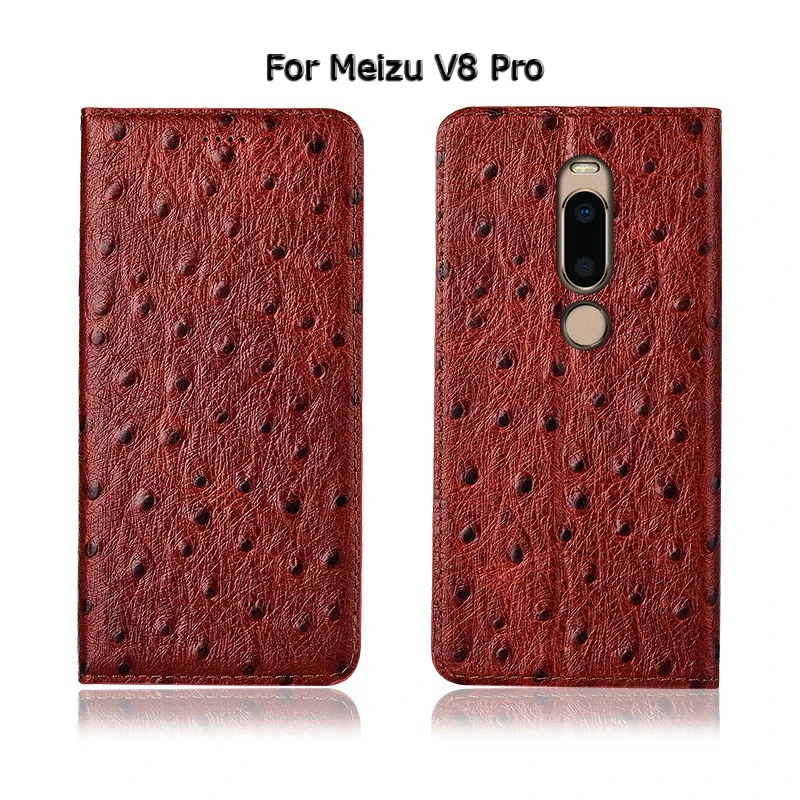 Чехол-книжка из натуральной коровьей кожи с текстурой страуса для Meizu X8 V8 Pro |