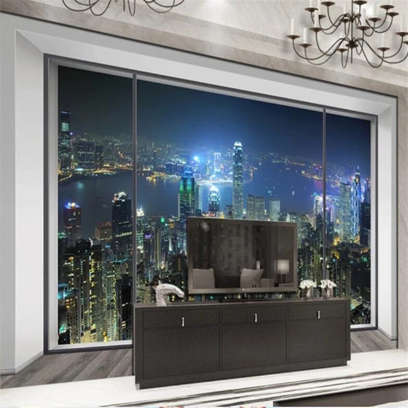 beibehang Custom wallpaper 3d mural dreamy high-rise building beautiful view window TV background wall papers home decor murals |