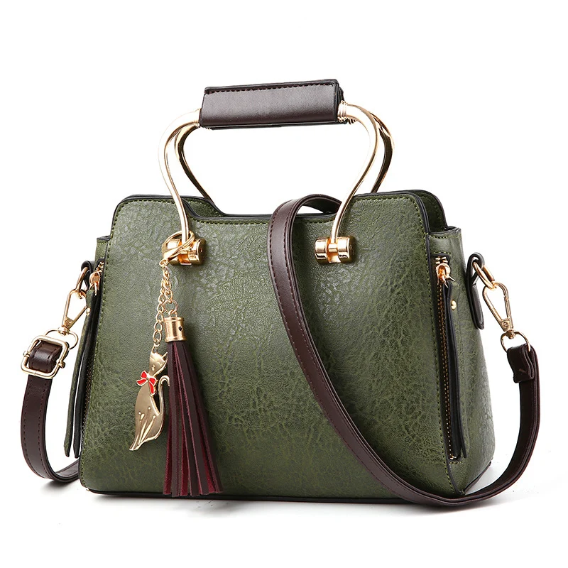 Women Vintage Leather Handbag Tassel Shoulder Bag Fashion Classic Purse Lady Bags Luxury Casual Tote Mochilas A013 | Багаж и сумки