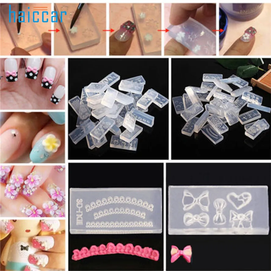 Новые 3D формы для дизайна ногтей HAICAR 6 шт. DIY Советы для дизайна ногтей 3D УФ-гель акриловый порошок силиконовая форма набор дизайн ногтя маникюрные инструменты