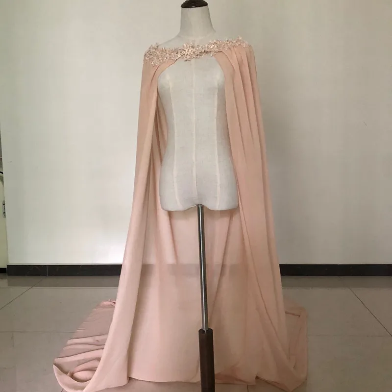 Длинная свадебная накидка цвета шампанского с аппликацией для платья Белый/цвет