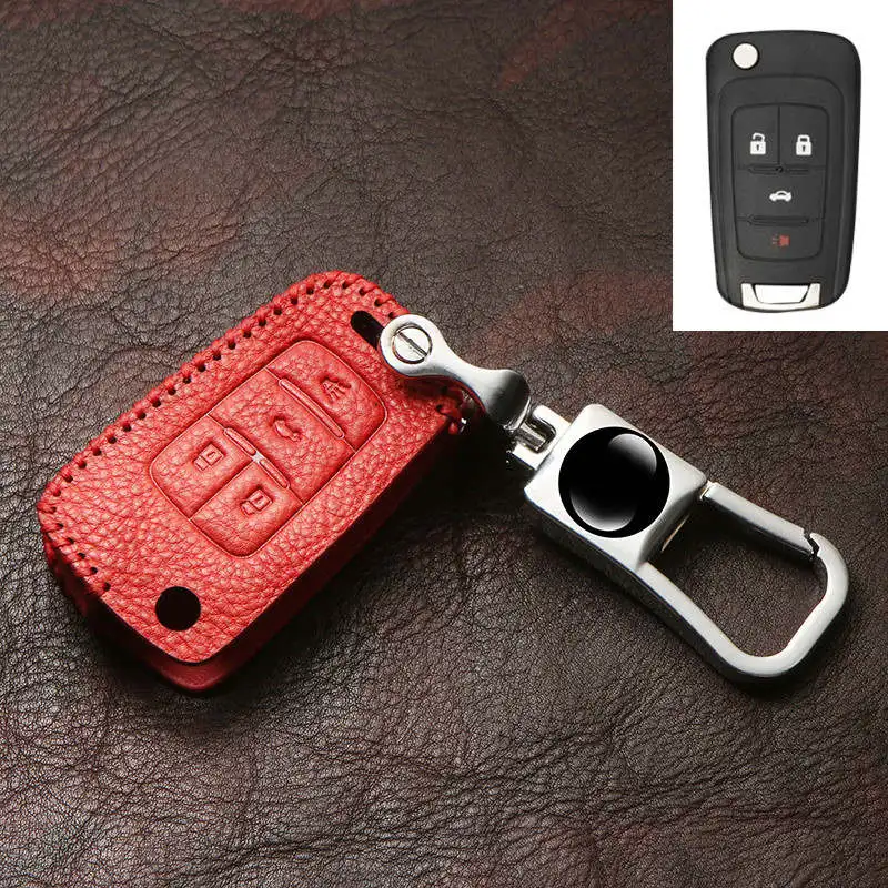 C- Red Чехол для ключей от автомобиля из натуральной кожи для Chevrolet buick Sonic Spark Cruze Captiva Lacetti Orlando Epica Trax Smart Keychain - Название цвета: C- Red