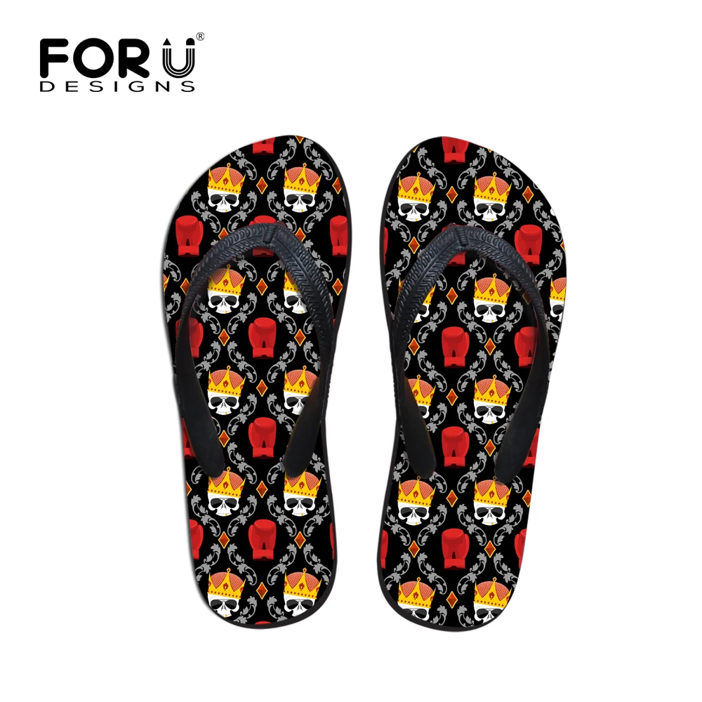 FORUDESIGNS Summer Beach Slippers for Women Woman Fashion Skull Printing Flip Flops Custom Designer Ladies Flipflops Flat | Обувь