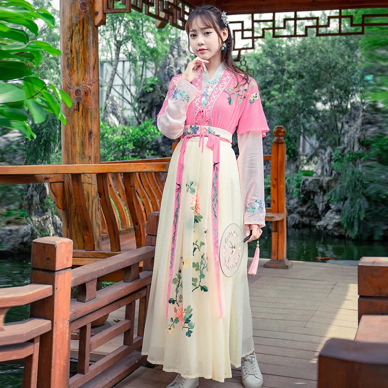 Повседневная одежда в древнем стиле студенческий костюм Hanfu женское