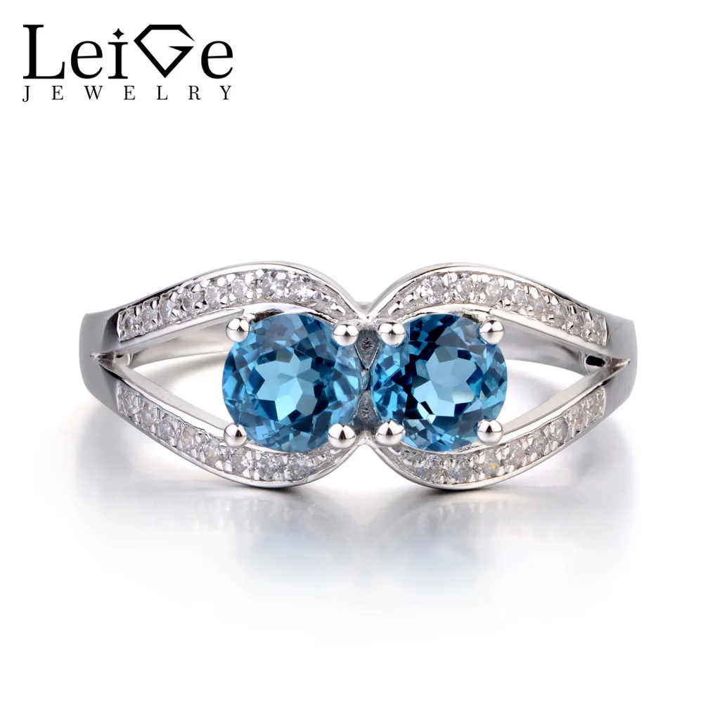 Украшения leige London Blue Topaz обручальное кольцо с двумя камнями из стерлингового