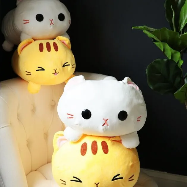 Kawaii Белый Кот в форме пуха хлопчатобумажная мягкая кукла котенок плюшевая