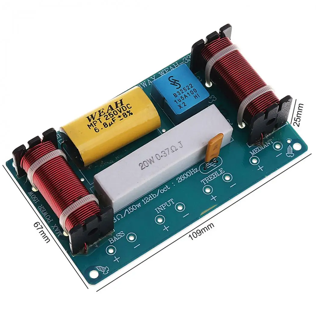 12V 120W Динамик 3 Way аудио делитель частоты громкий Динамик 3 предмета в комплекте, кроссовер фильтры для Динамик s
