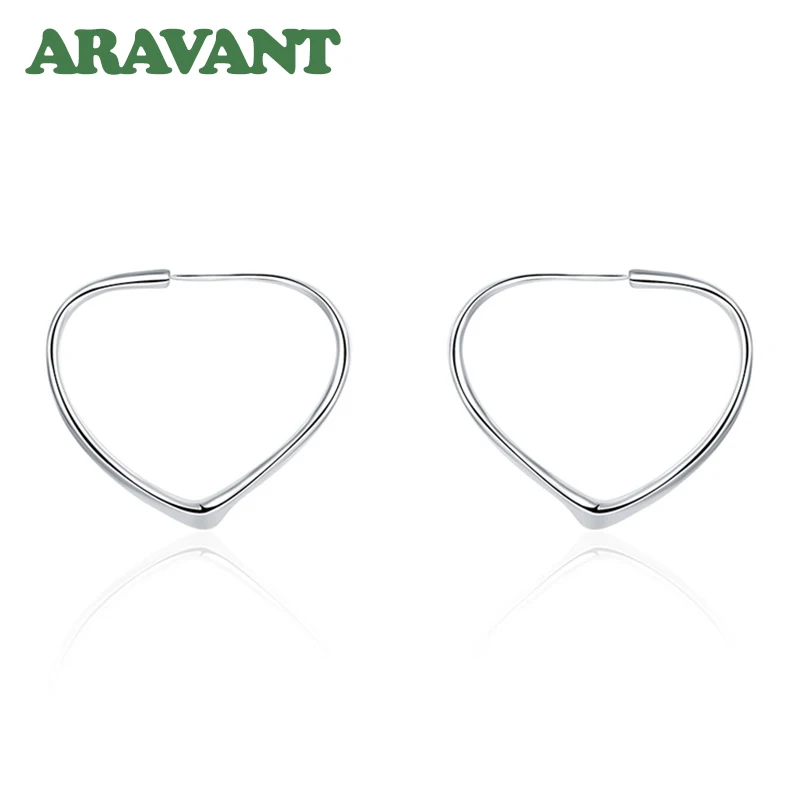 925 Silver Sweet Heart Hoop Earrings For Women Girls Wedding Party Jewelry Gift | Украшения и аксессуары