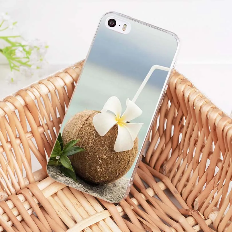 Чехол MaiYaCa для телефона из ТПУ с принтом фруктов кокоса на пляже iPhone 8 7 6 6S Plus X 10 5 5S