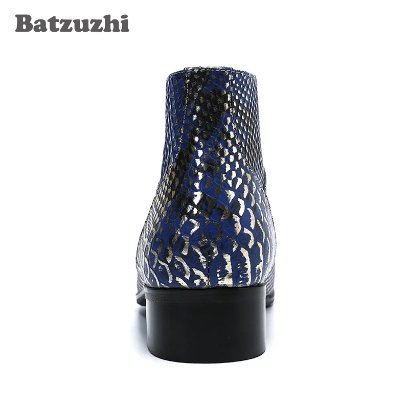 Роскошные мужские ботинки Batzuzhi короткие кожаные ботильоны модные из рыбьей
