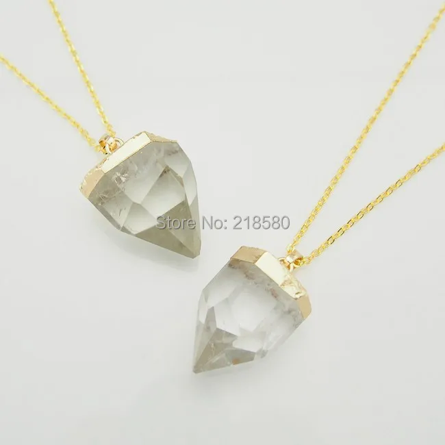 

C150101007 Faceted Heart Pendant Crystal Quartz Hear Pendant Necklace