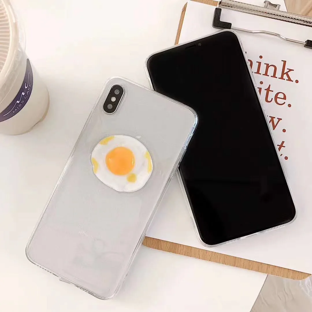 Kuutti Squishy Cute 3D Egg Clear TPU Summer Phone Cases for iPhone 6 6s 7 8 Plus X XR XS Max Covers iphone xs max Case Gifts |