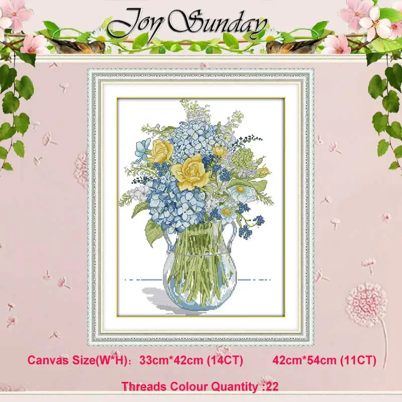 flowers in vase Пион Лилия тюльпан цветок мака розы Счетный 11CT 14CT Набор для вышивания крестиком DIY DMC Набор для вышивания крестиком рукоделие домашний декор - Цвет: flowers in vase