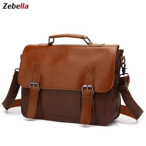 Портфель Zebella мужской из искусственной кожи, винтажный мессенджер из искусственной кожи коричневого цвета, классический портфель для ноутбука, новая офисная сумка