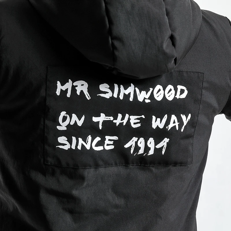 SIMWOOD 2018 зимние пальто Для мужчин письмо Зимняя куртка карман Slim Fit Три четверти